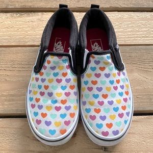 Rainbow Heart Print Vans Girls Size 3
